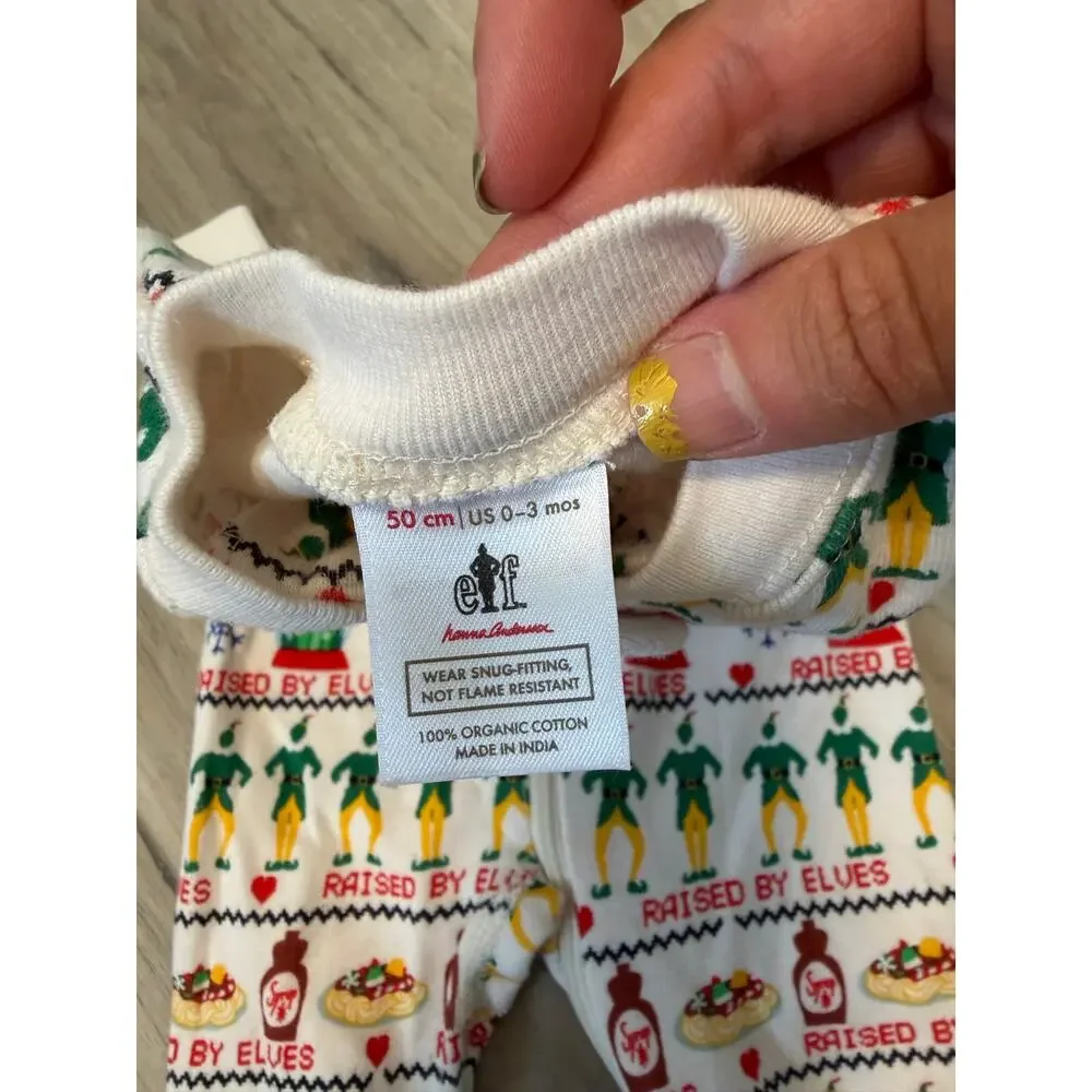 Hanna Andersson Elf HannaJams Zip Sleeper 0-3 Month Holiday Raised by Elves